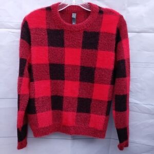 Francesca's Shay Buffalo Plaid Sweater Sz S